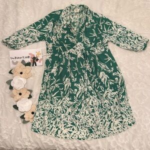 Green and white print An’ge dress.  Size M